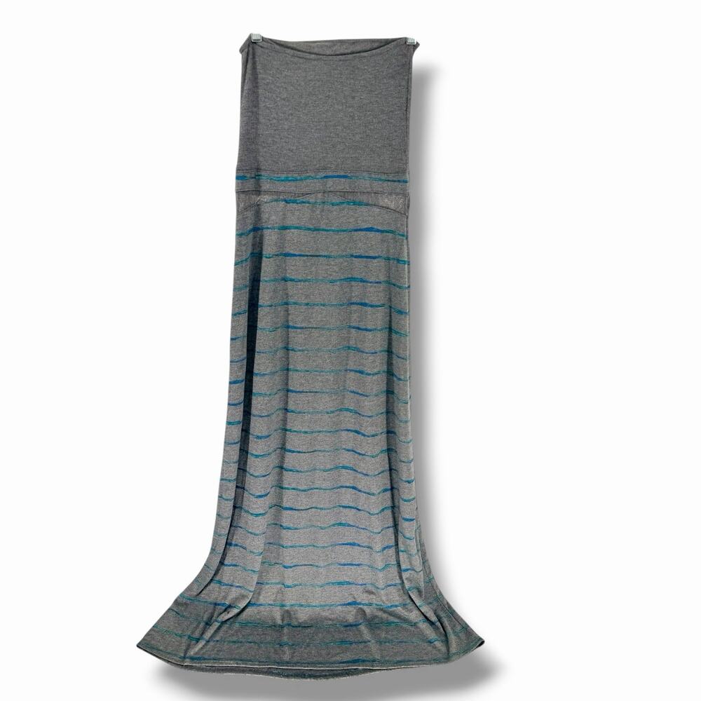 Hurley Tomboy Mesh Maxi Dress Skirt Heather Gray Teal Stripe Size Medium